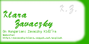 klara zavaczky business card